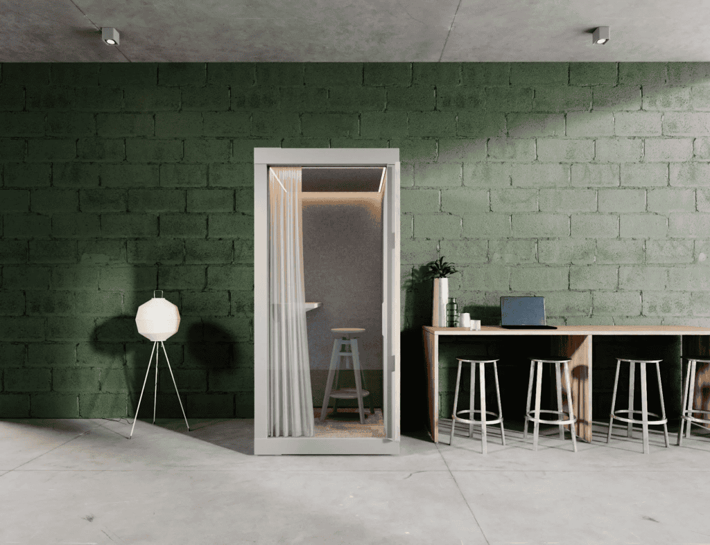 ARKA Silent SOLO pod visualization — open plan office