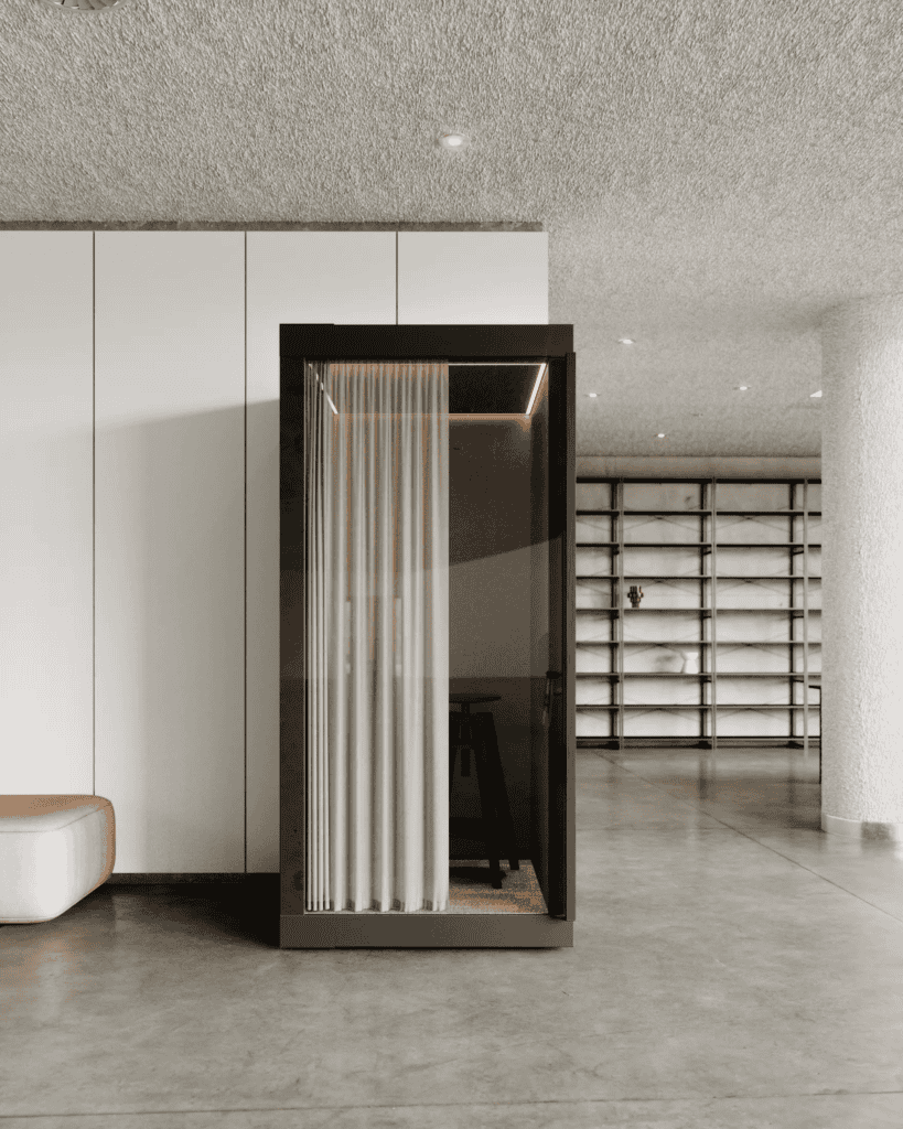 ARKA Silent SOLO acoustic pod visualization in office space