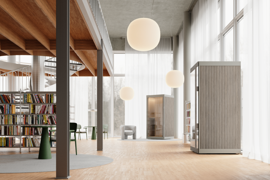 ARKA Silent SOLO and DUO acoustic office pods in modern open plan workspace